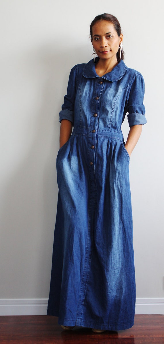  Denim  Maxi Dress  Long  Sleeved  Dress  Urban Chic Collection