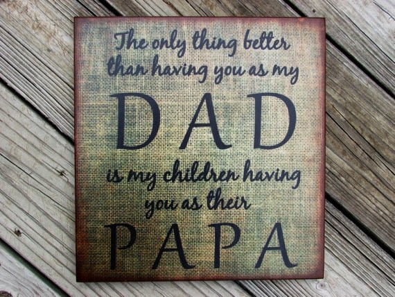 Items similar to Distressed Wood Sign DAD PAPA Quote Wall Plaque