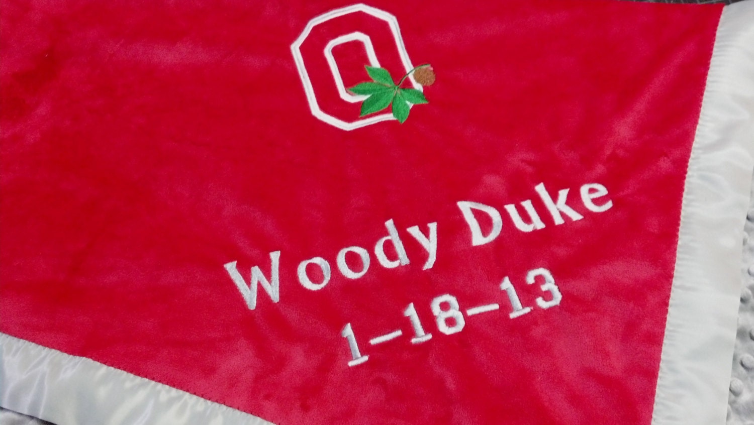 Personalized Ohio State Football Minky Baby Blanket