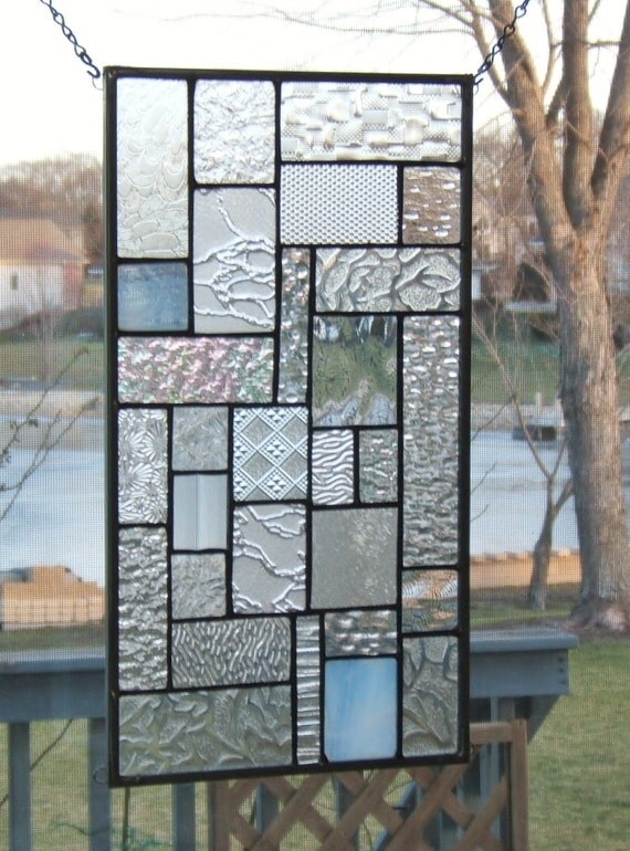 Clear stained glass panel window geometric abstract by SGHovel
