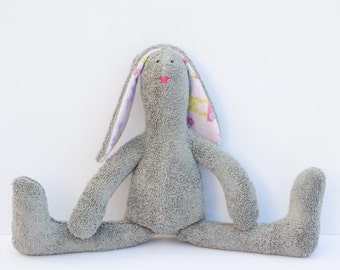Stuffed bunny soft terry cloth bunny doll rabbit hare softie plush toy birthday baby shower gift idea for boy girl nursery decor
