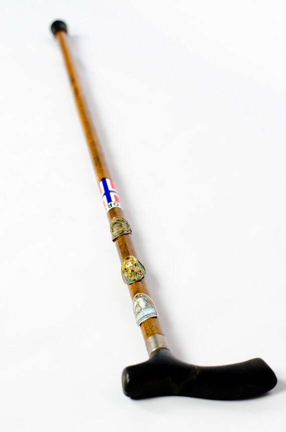 Antique German Walking Cane with Medallions
