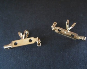 Brooch Or Pin To Necklace Converter Gold Plated Brass 2Pcs.