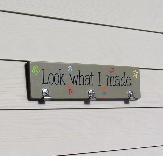 Items similar to Childrens Artwork Hanger, Artwork Clipboard, Wall