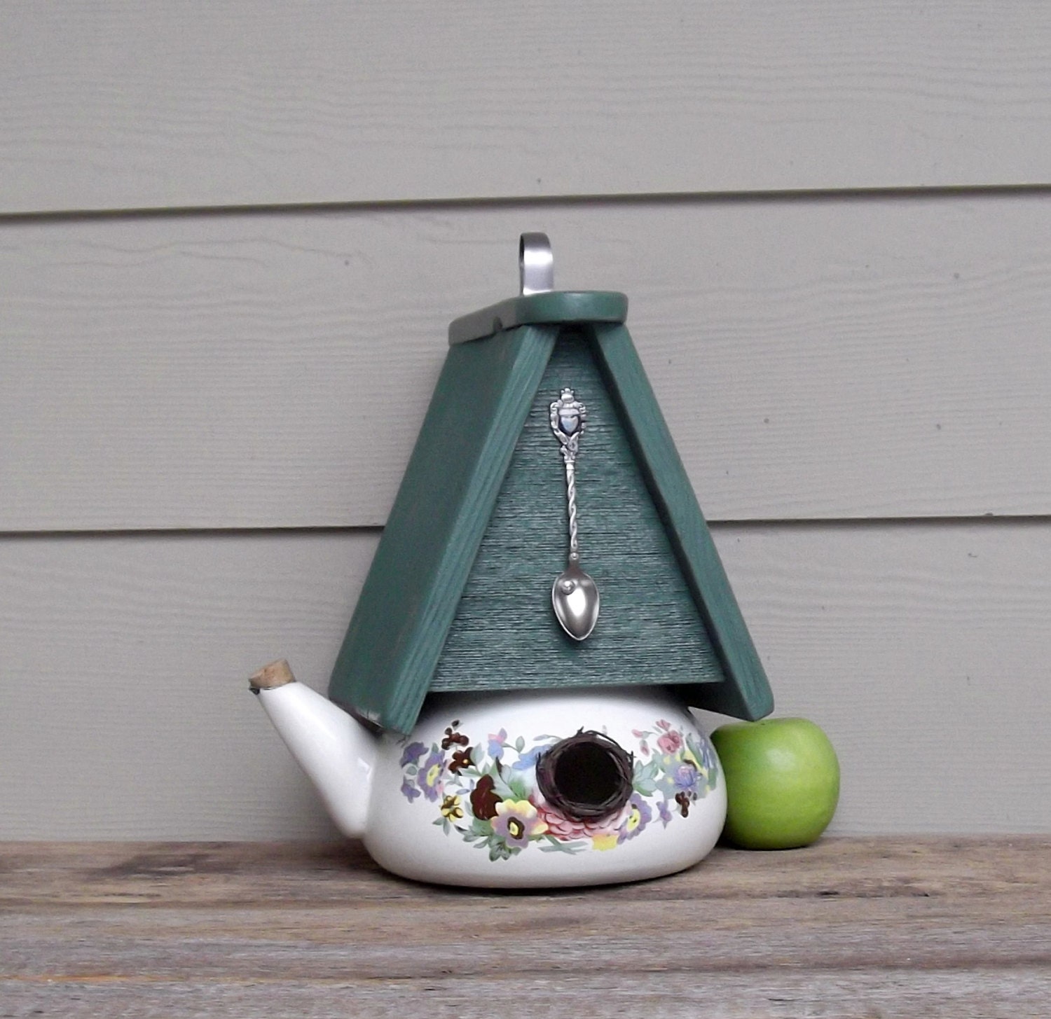 Repurposed Tea Kettle Birdhouse Teapot Birdhouse One of a
