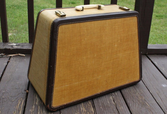 Vintage Singer Sewing Machine 301 Trapezoid Grass Cloth Case