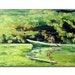 Acrylic painting - The Boatman - Original figurative painting fishing man in a boat - light green, lime green, brown - 19,7" x 27,6"