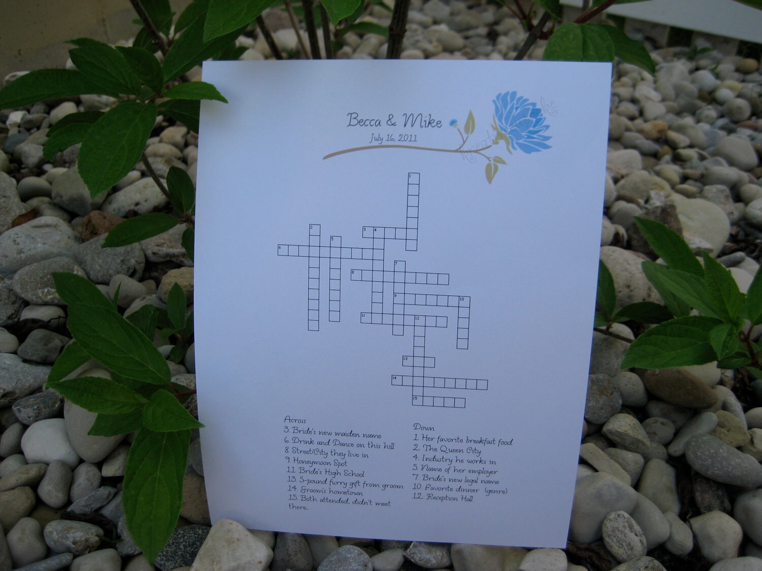Custom Crossword Puzzle Large Flower Perfect by KreativeCupcake