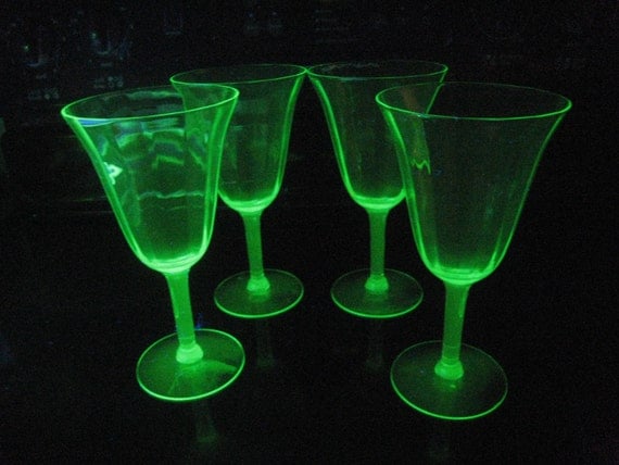 Vaseline/ Uranium Glass Goblets