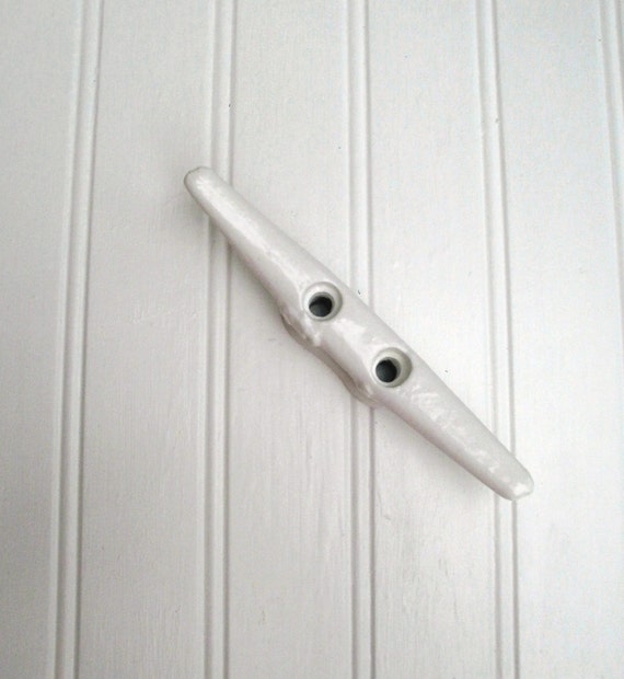 SALE White 6" boat cleat wall hook towel hat coat drawer pull knob 