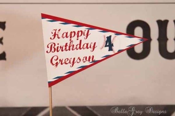 Baseball Pennant Party Decorations 5 inch Cake Topper Il_570xn