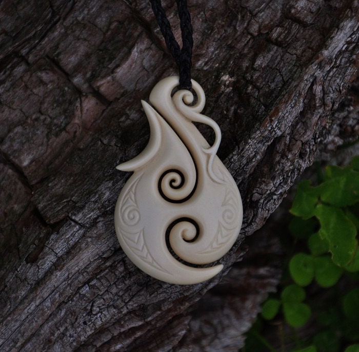 Large Traditional Bone Fish Hook . Hand carved from