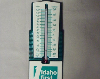 Vintage Metal Advertising Thermometer-Idaho First the Bank-FREE USA Shipping