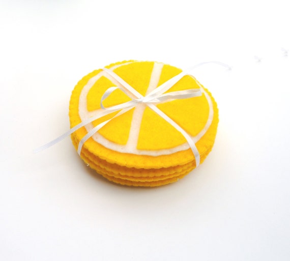 Lemon Slice Felt Coasters