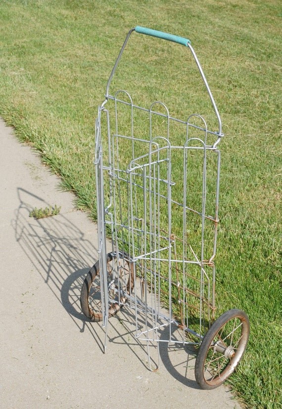 Vintage Laundry Cart on Wheels Rusty and by 12108VintageLane
