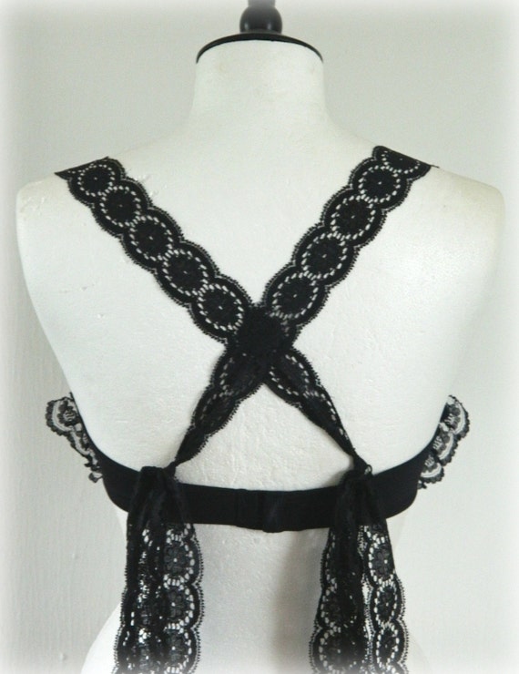 RESERVED Gorgeous Black Fine Crochet Covered bra