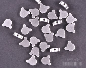 MB014-MR// Matt Original Rhodium Plated Metal Bead, 8x6mm, 4pcs