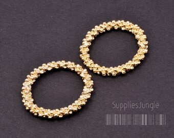 A313-03-MG// Matt Gold Plated Oval Bubble Link, 2pcs