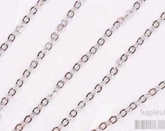 C002-R// Original Rhodium Plated Small Cable Chain, 3M