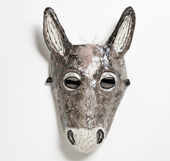 Paper mache donkey mask