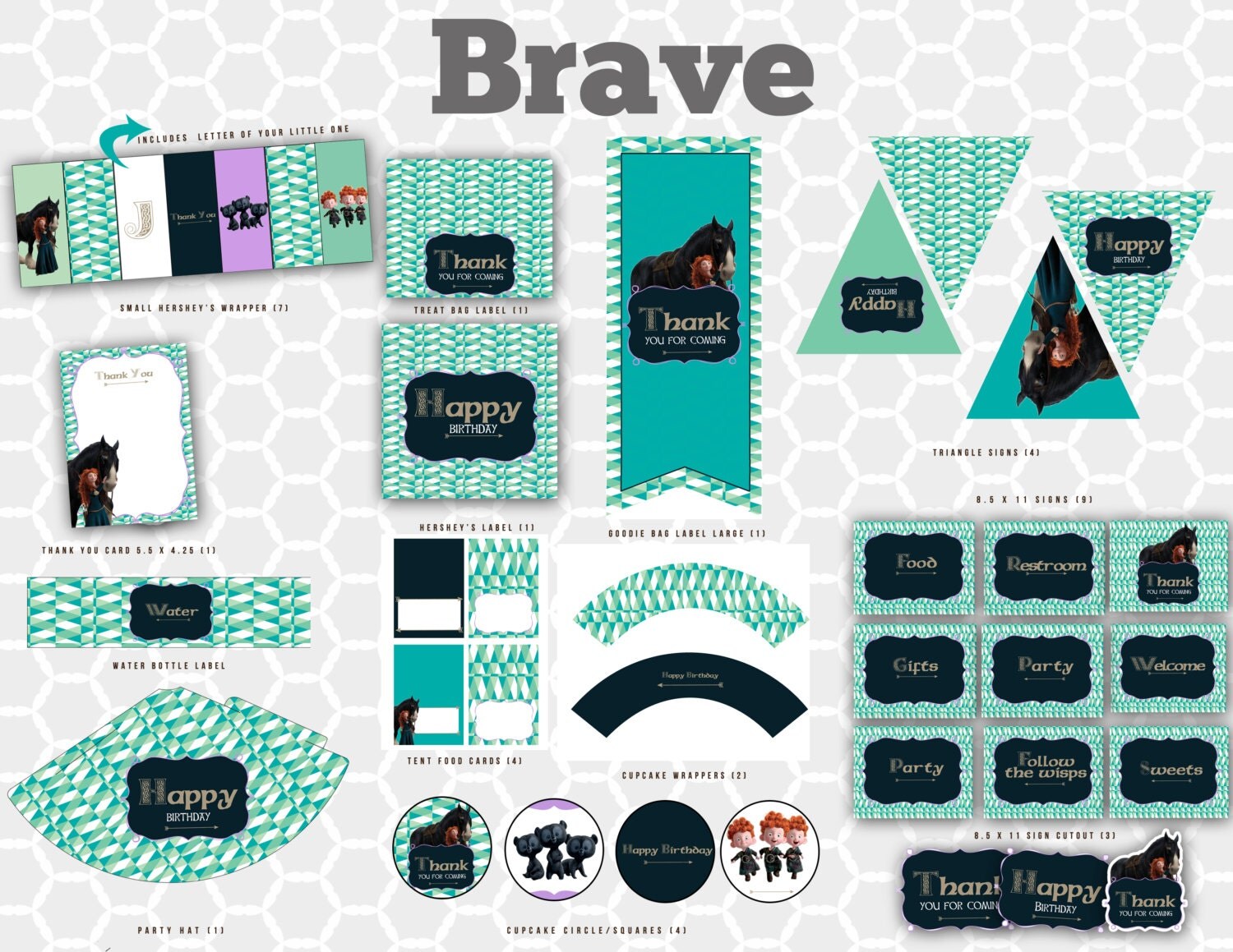 Items similar to Brave Disney Pixar Birthday Party // DIY Printable ...