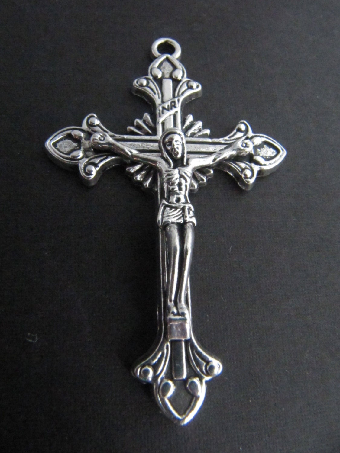 Lovely Large Ornate Silver Rosary Crucifix by InspirationalSupply