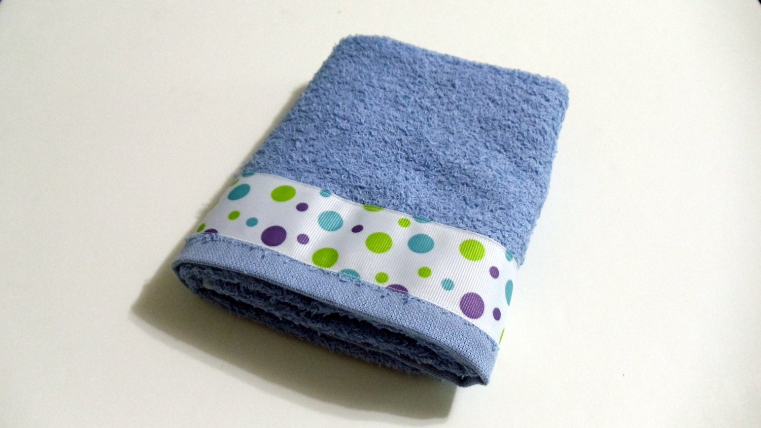 Baby Blue Hand Towel Bib Burp Cloth Towel White by kalliescotton