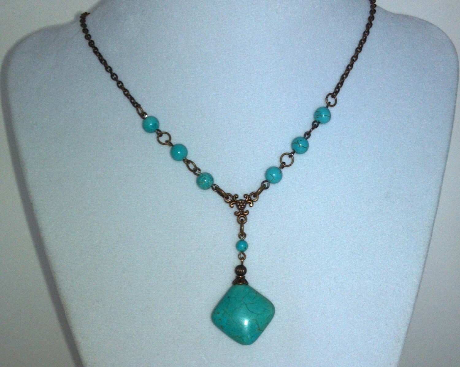 Genuine Turquoise Rosary Necklace