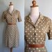Vintage 80's Khaki Polka Dot Dress XS or S