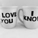 I Love You I Know Coffee Mugs Star Wars Gift Valentines Day Gift in Official Star Wars Font Princess Leia Han Solo Hans