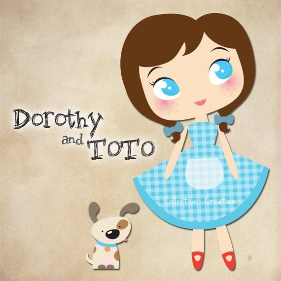 Dorothy and Toto Digital Clip Art Wizard of by CollectiveCreation