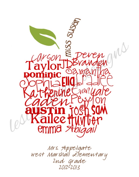 ORIGINAL Apple Typography Art 11x14