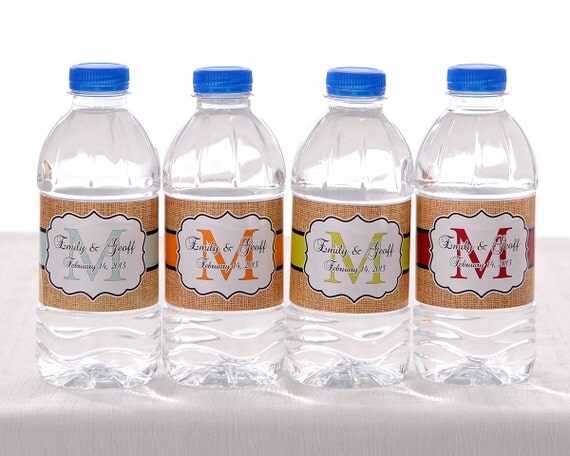 100 Wedding Water Bottle Labels - Wedding Water Labels - Custom Water Bottle Labels - Waterproof Water Bottle Labels - Burlap Il_570xn