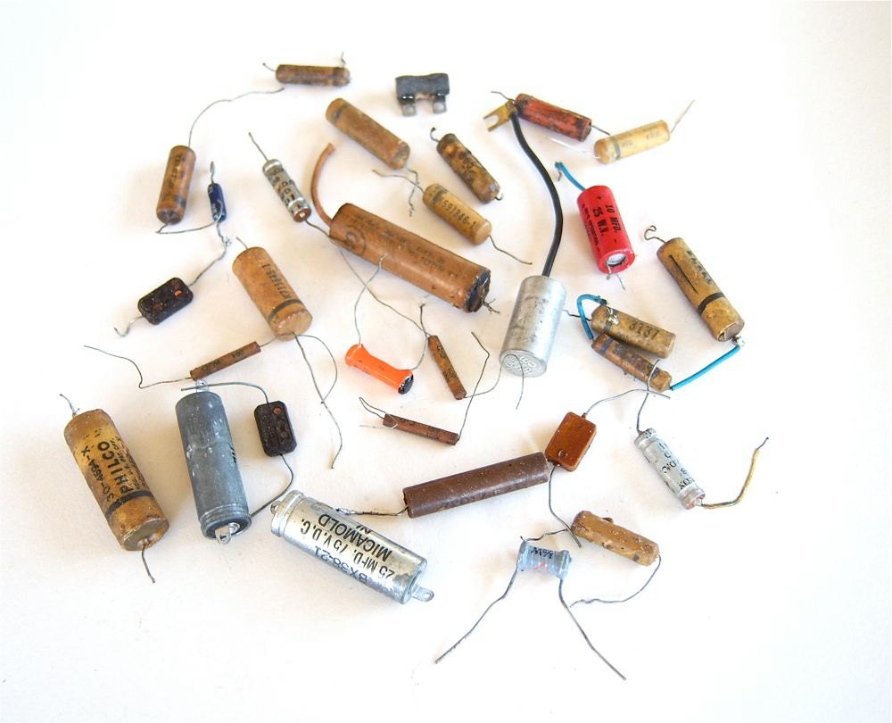 Vintage Electronic Parts Resistors Capacitors Radio Television