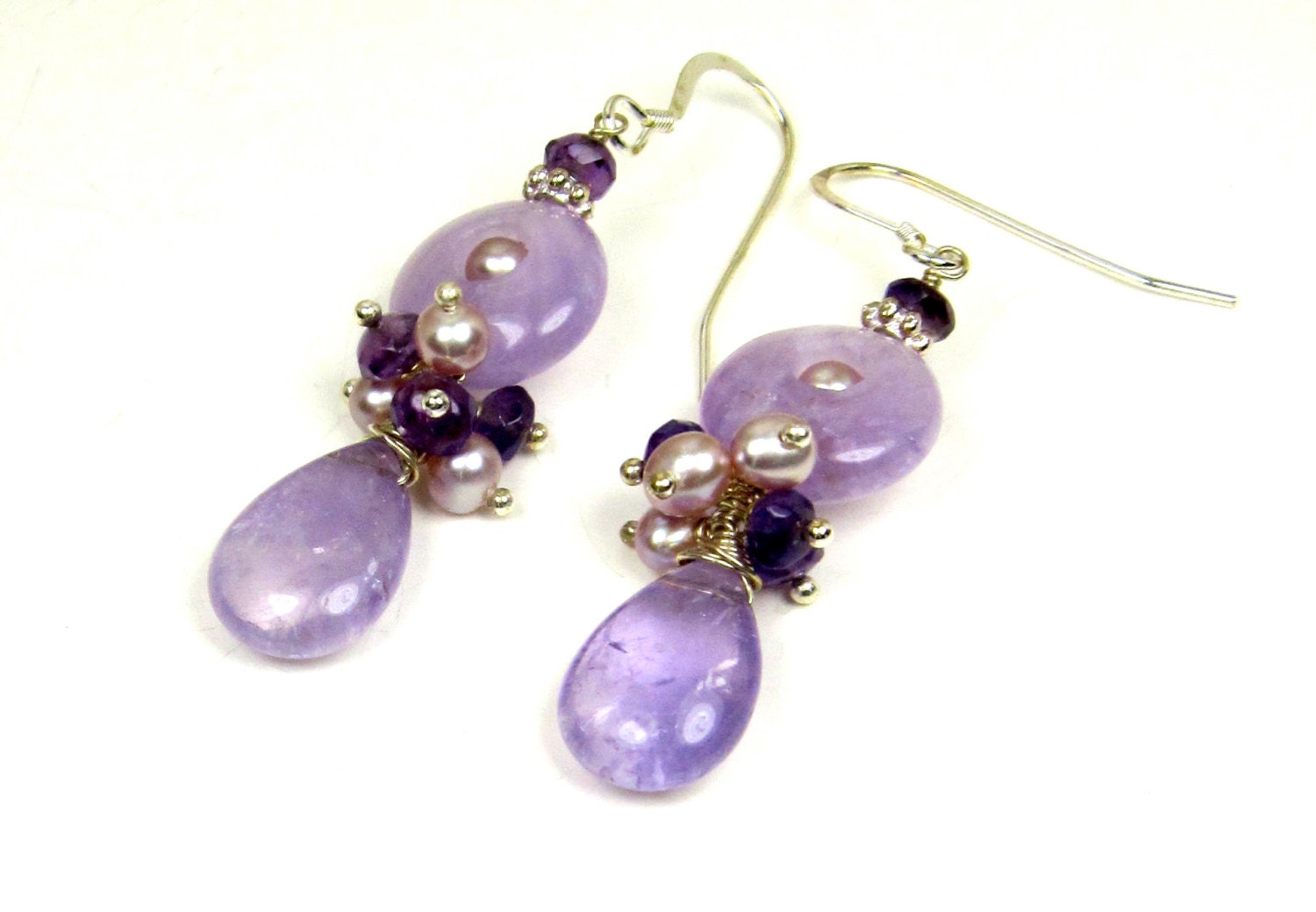 Amethyst Earrings Purple Earrings Cluster Earringswith