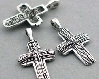 Cross Charms Antique Silver tone 6pcs base metal Beads 17X30mm CM0343S