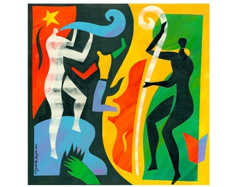 JAZZ framed original painted collage saxaphone stand up bass broadway by Elizabeth Rosen