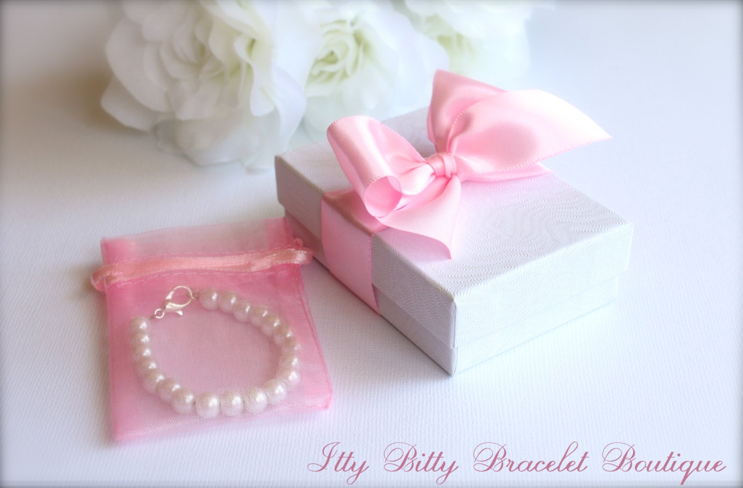 BABY GIRL 1st Birthday Gift Pearl Bracelet with Birthday Card