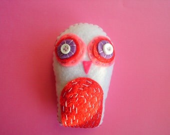 Snow Valentine Owl Softie Pink Plush Plushie Soft Art Doll Stuffed Animal Woodland Owl Red Pink Purple Gift Heart Love