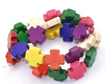 27 Cross Beads - 15x15mm - 1 Strand - Ships IMMEDIATELY from California - B677