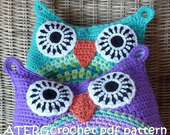 Crochet pattern owl cushion by ATERGcrochet