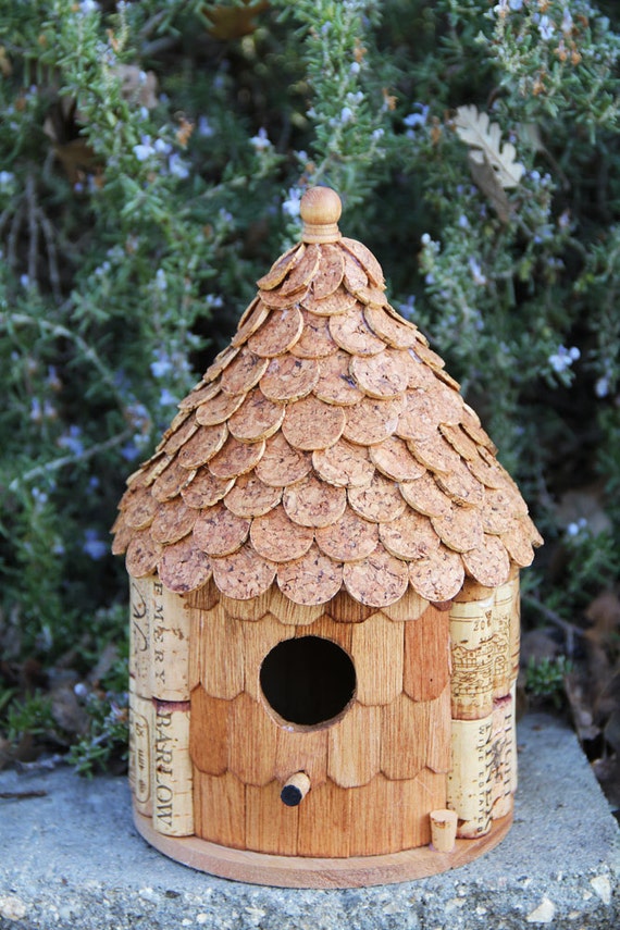 Roundhouse birdhouse wood and wine corks