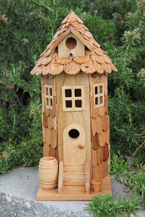 Tower Birdhouse wood and wine corks