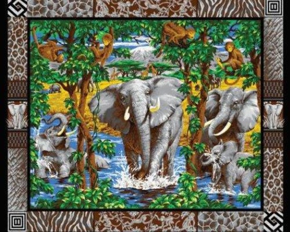 Elephant Social Wall Hanging Panel Safari By Thebusybeequilting