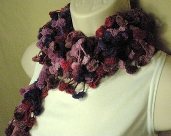 Purple Violet Pom Pom Scarf