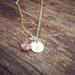 Pink Birthstone Initial Necklace - October Birthstone Necklace - All Sterling Silver - Everyday Wear