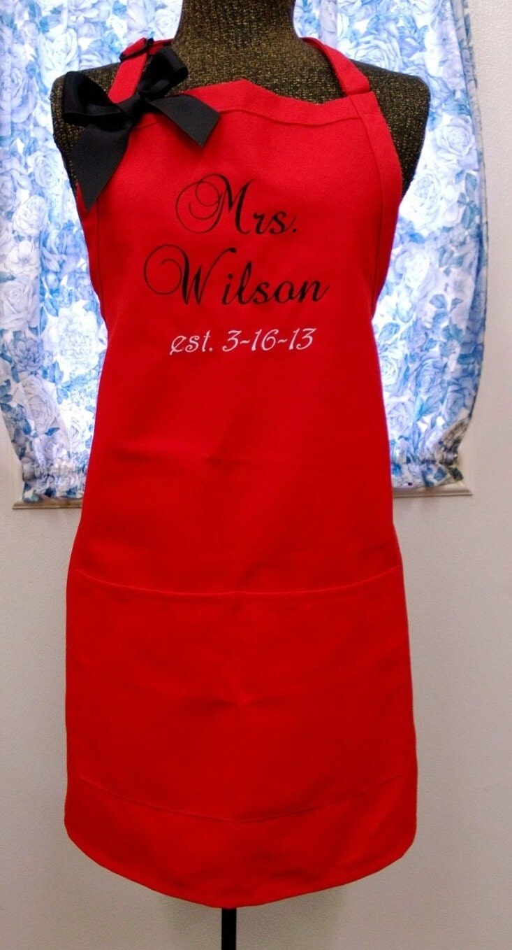 Personalized Bridal Apron Monogrammed Wedding Gift