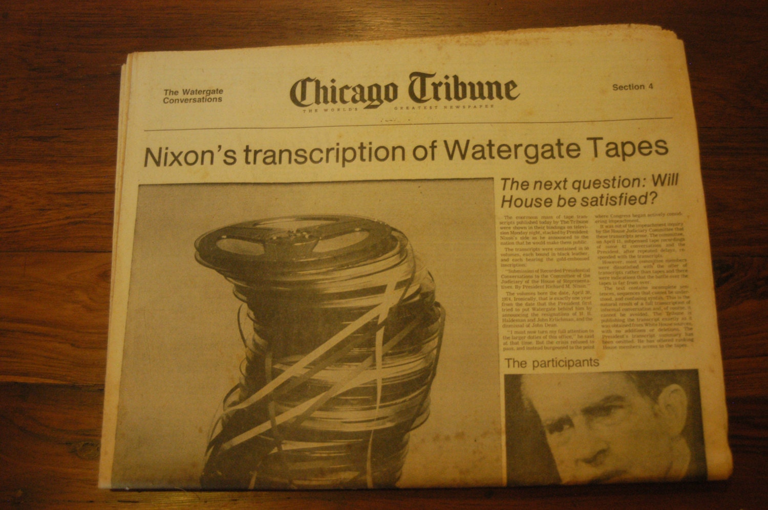 Vintage Newspaper Watergate Tapes Transcripts Nixon Scandal
