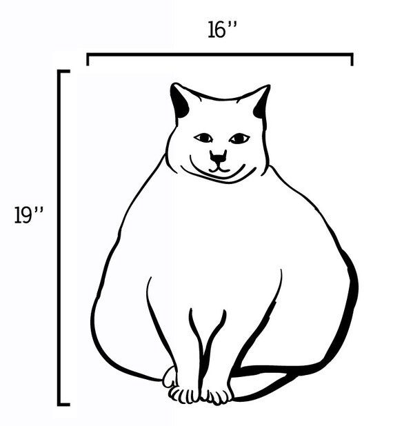 Fat Cat wall decal chubby feline wall decor