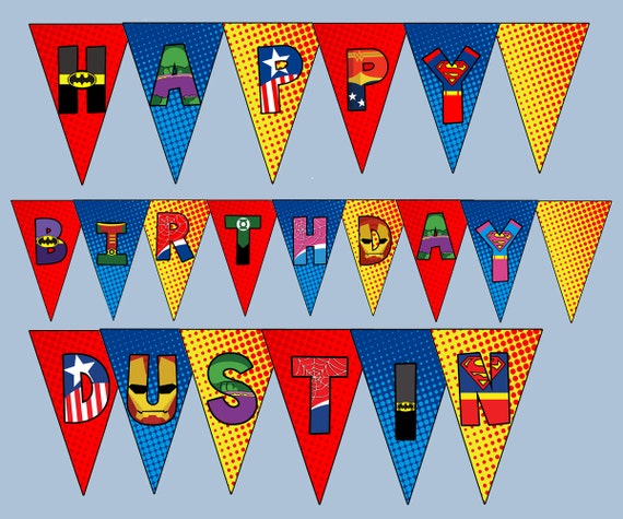 Personalized Superhero Bunting digital file